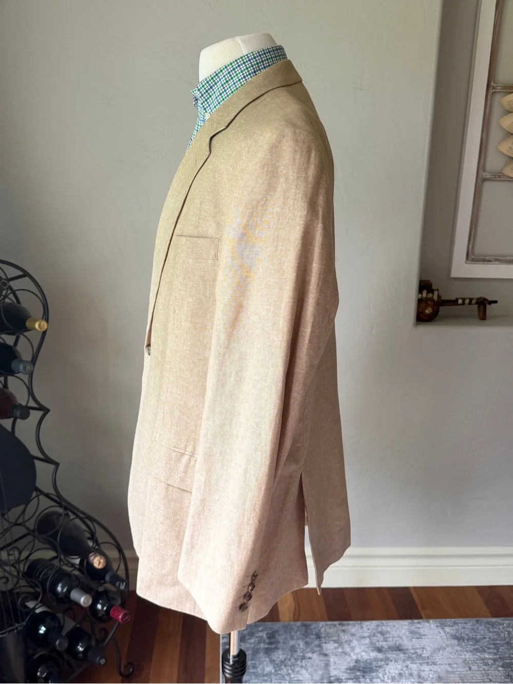 Stafford Men's Ivory Signature Linen Blend Tailored Blazer Jacket Size 52R